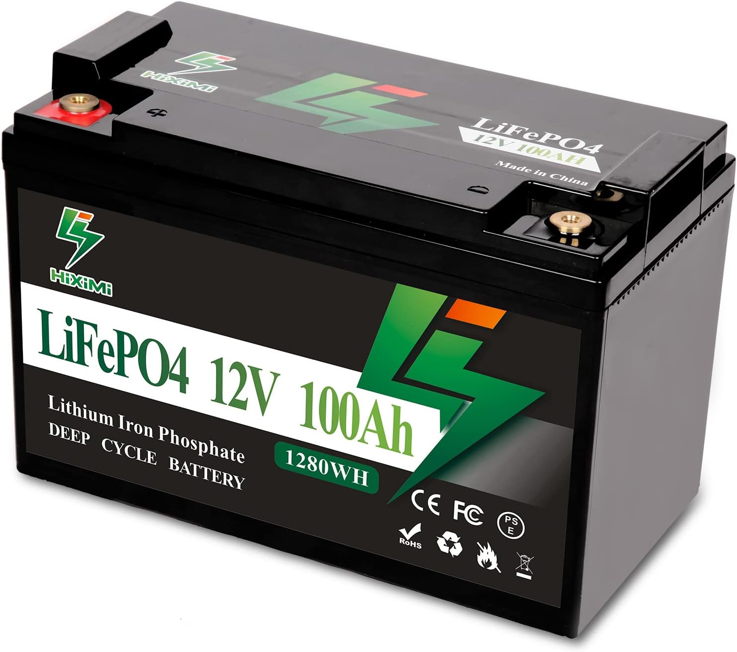 12V 100Ah LiFePO4 Lithium Battery, Lithium Iron Phosphate Rechargeable Battery with 100A BMS For Solar Systems, RV, Boats, Camping, Camping, UPS Power Supply (12V 100Ah)