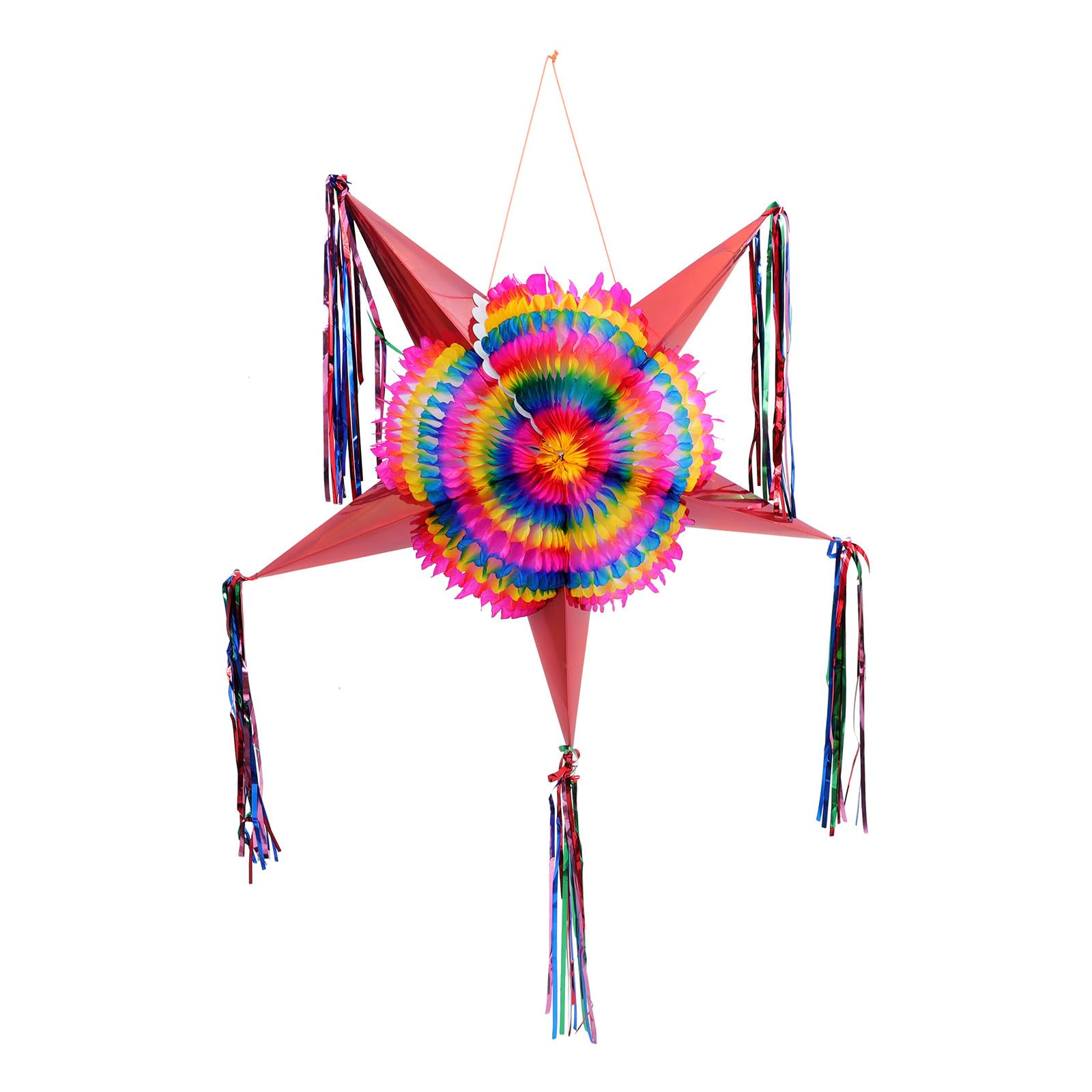 Healvian Piñata de Cumpleaños Infantil en Forma de Estrella Grande 35.43In Cinta Colorida Plegable para Decoración de Fiesta y Eventos Familiares