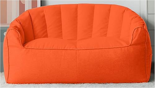 (Sin relleno) Puf sin frijoles para adultos, sofá de dos asientos, tumbona, muebles para interiores y exteriores, color naranja