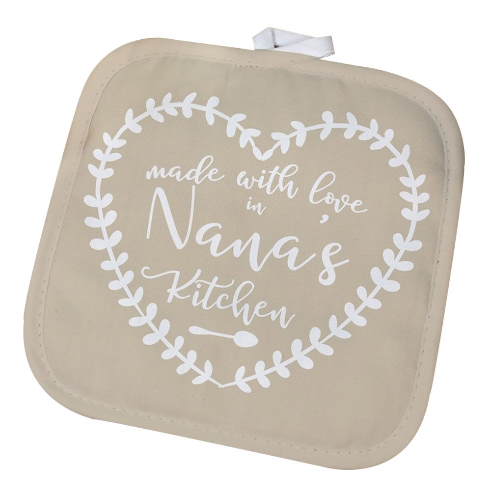 GiftsForYouNow Personalized Pot Holder Made with Love in Nana's Kitchen, Tan