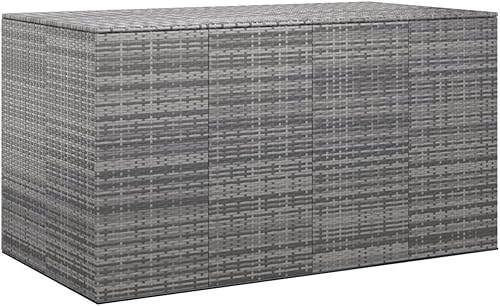 GOLINPEILO Caja de almacenamiento de jardín para patio al aire libre caja de almacenamiento grande de ratán de polietileno caja de almacenamiento de