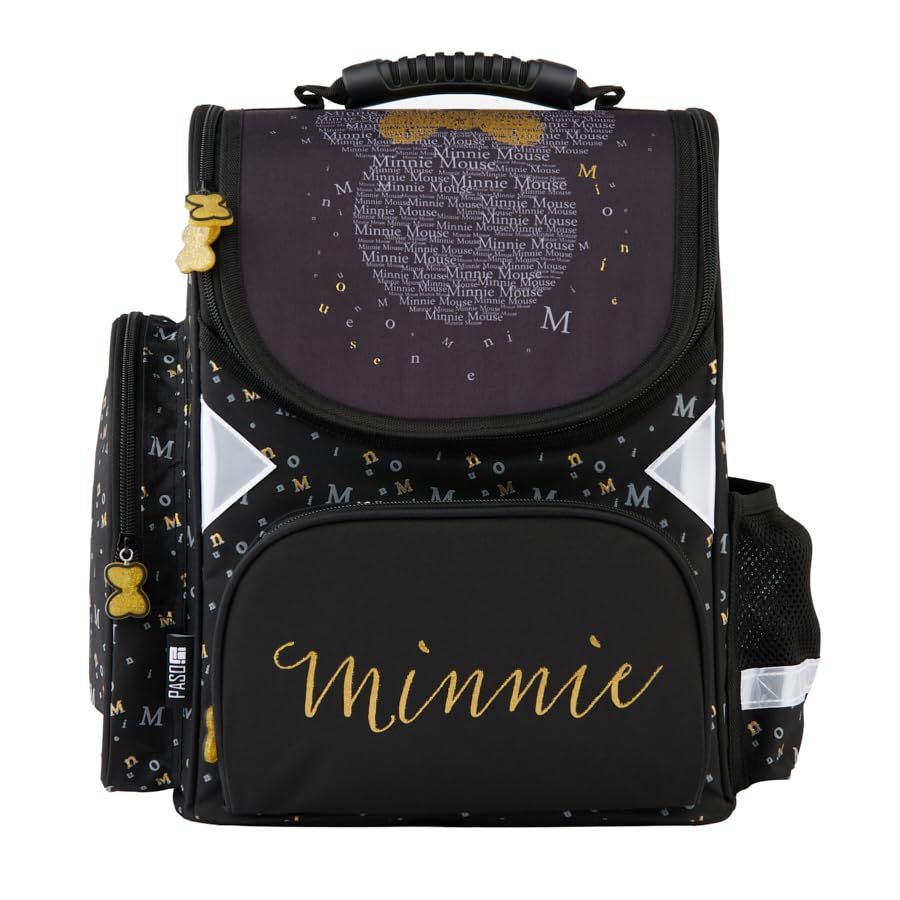 Goldkids - Schulranzen für Jungen und Mädchen, 13er-Set - Schul-Rucksack für Kinder mit Federmäppchen - Schuhbeutel, Brotdose, Trinkflasche und Hausaufgabenheft - Minnie Maus Motiv - 1-3 Klasse