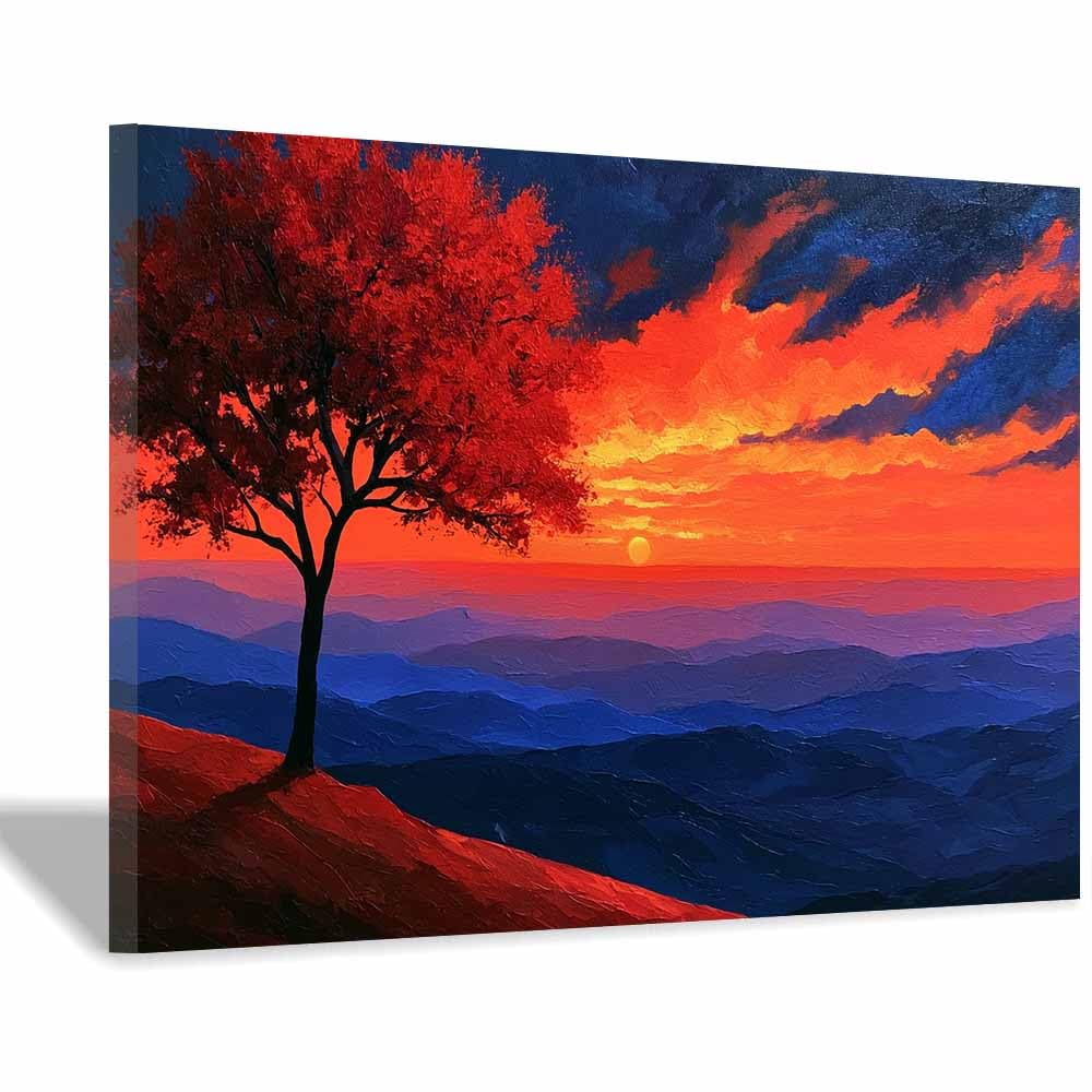 HOQIU Tree Of Life Wall Art Glowing Divine Tree canvas prints, nature wall art, for Bathroom Home Office Decor(Multicolor)-70x100cm Framed