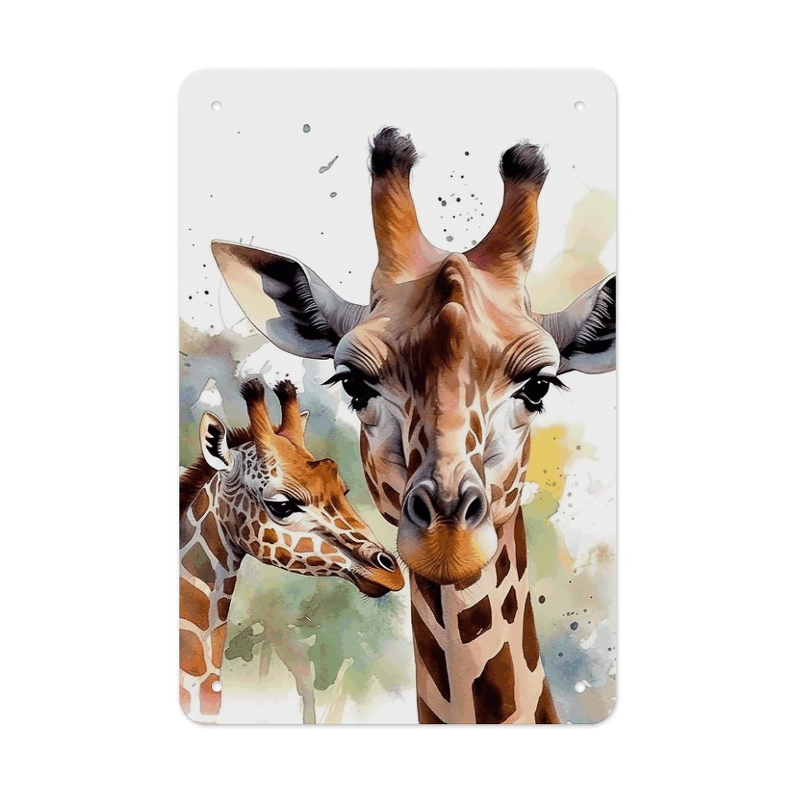 QMNLKH Watercolor Deer Giraffe Plaques for Wall Decor, Personalized Metal Tin Sign for Home, Multifunctional Poster for Office, Fashion Painting for Hallway, Wall Art Pictures, 7.9x11.8Inch