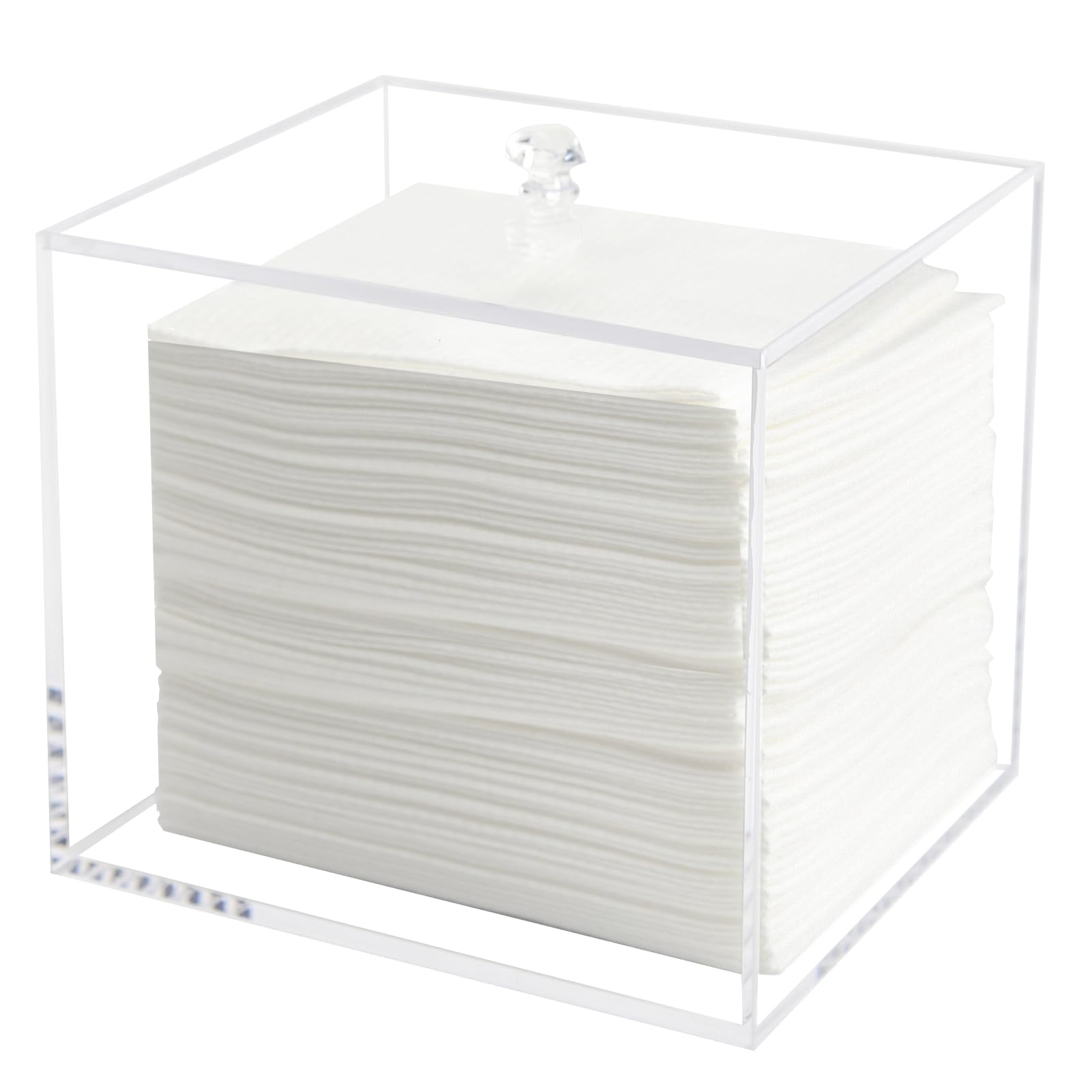 Face Towel Holder Box, Acrylic Facial Disposable Towelettes Container for XL Face Towels and Protects from Dust, Clear