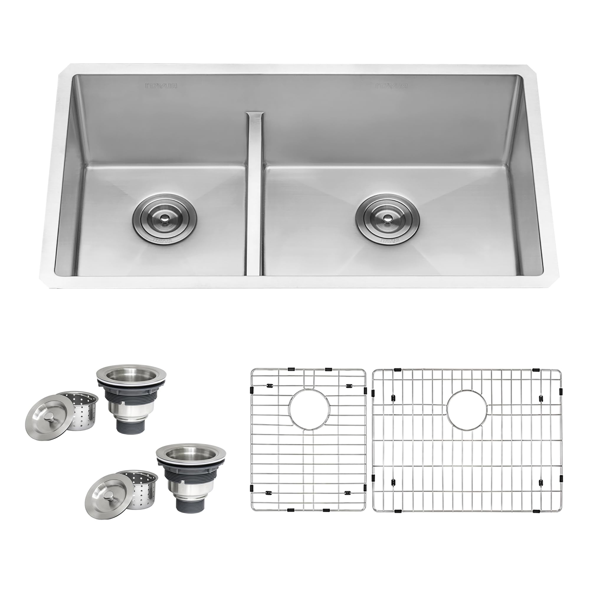 Ruvati 33-inch Low-Divide Rounded Corners Undermount Kitchen Sink