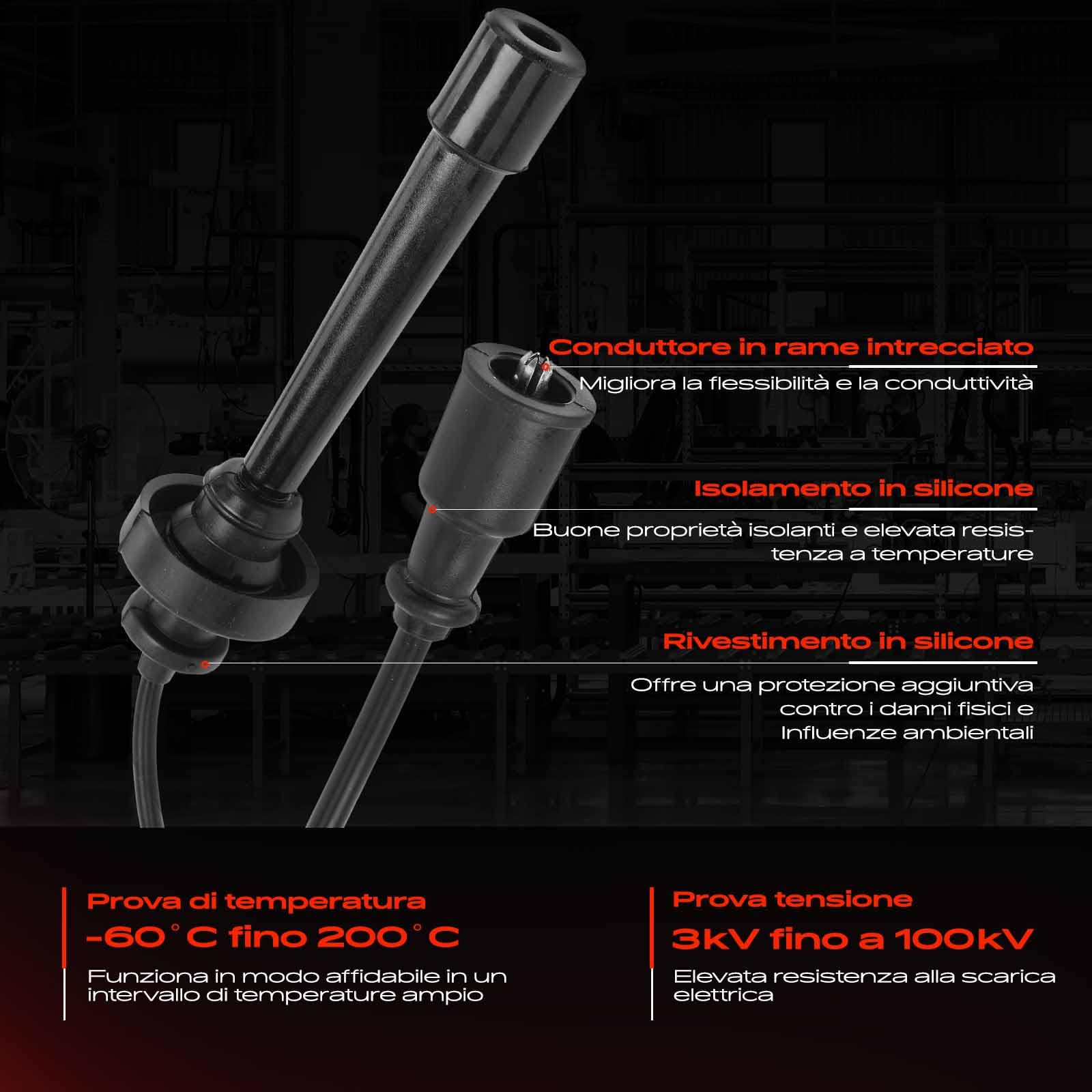 Frankberg 2x Set cavi di accensione Benzina Compatibile con Space Star MPV DGA 1.8L Carisma DA 1.6L Pajero Pinin H6W H7W 1.8L Colt V CJ CP 1.6L Space Wagon N8W N9W 2.4L Replace# MD334043