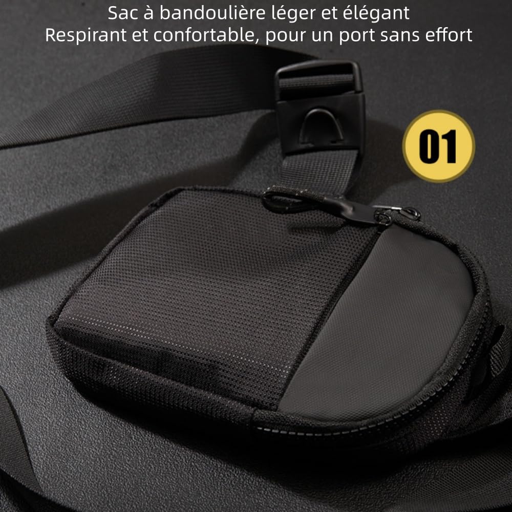 Sacoche | NOMALERO™ Sac de Poitrine Sling Épaule Cross Body Bag Homme/Femme, Bandoulière Réglable, Léger, Imperméable, Respirant pour Voyage, Randonnée et Usage Quotidien
