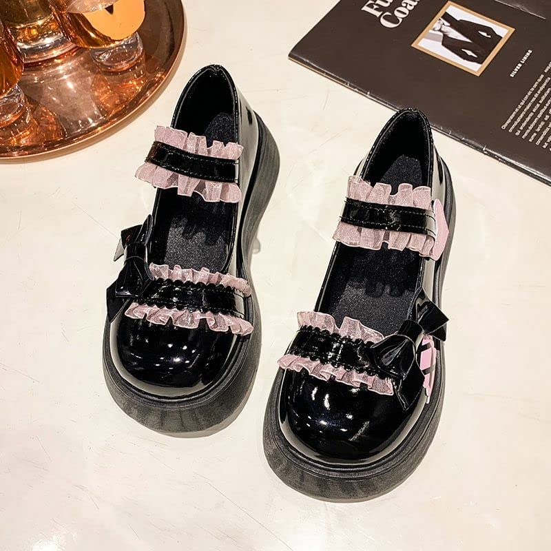 Duberess Women's Gothic Mary Janes Ankle Strap Chunky Heel Uniform Dress Pumps Lolita Shoes2