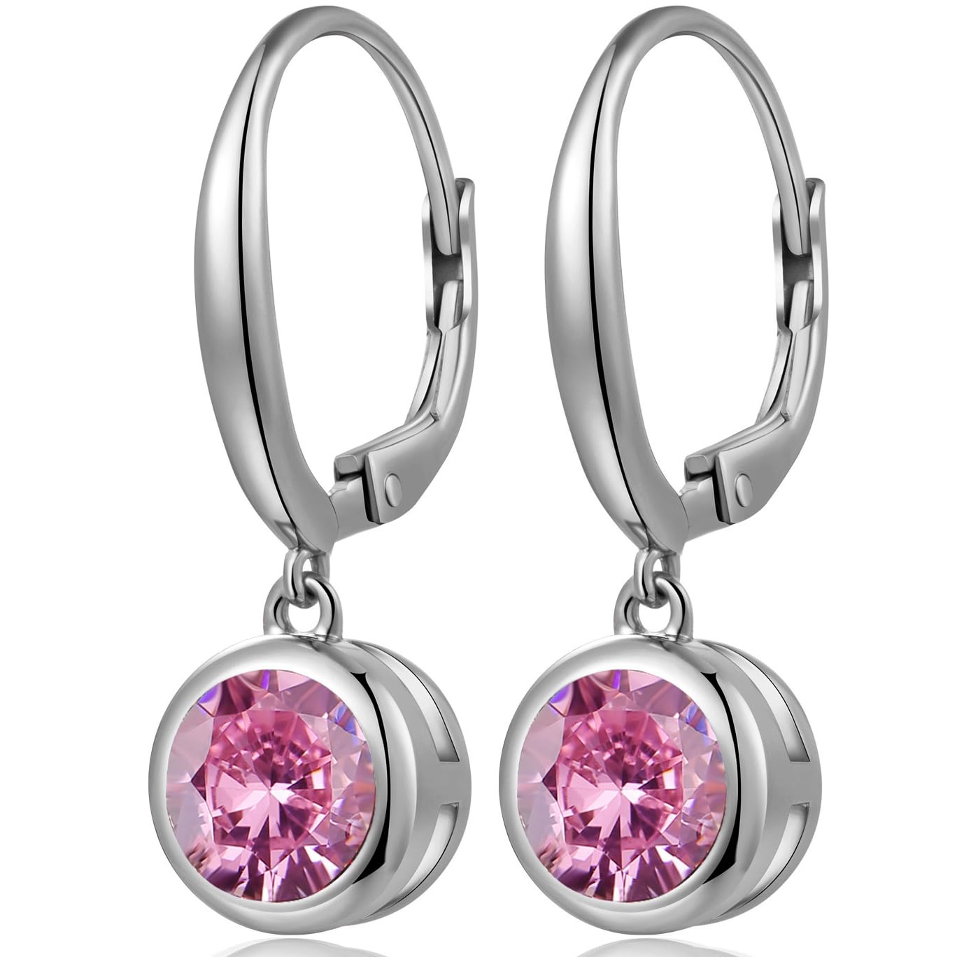 Jiamiaoi Weißegold Überzogen Ohrringe Hängend Damen Tropfenohrringe Ohrhänger mit Stein Hängende Ohrringe Silber Creolen mit Zirkon Hänger-Silber/Rosegold