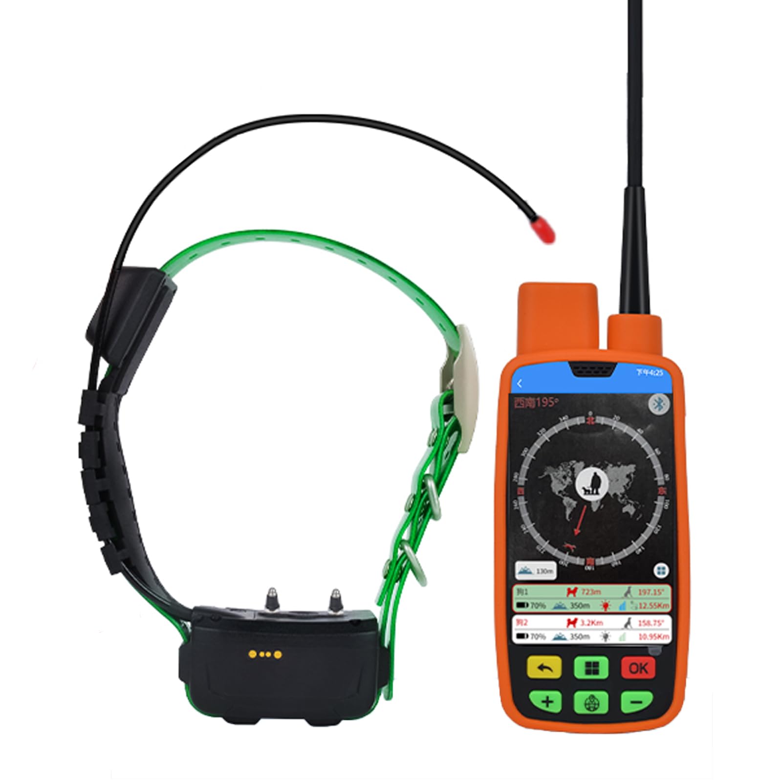 Localizzatore portatile per cani GPS e dispositivo di addestramento con tecnologia wireless VHF, localizzatore GPS per cani con collare GPS per cani, standby ultra lungo, 6 funzioni, touch screen,