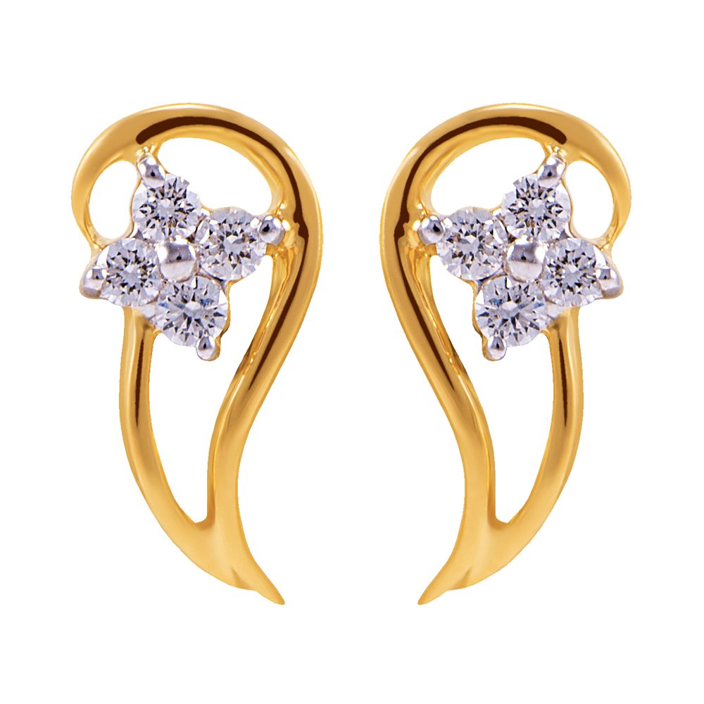 18k Yellow Gold and Diamond Stud Earrings-image-14