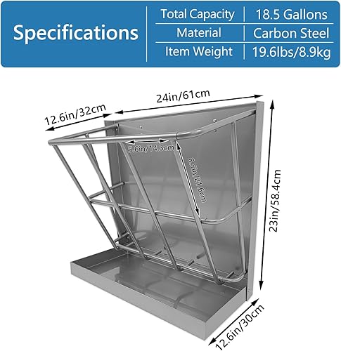 Miniatura 7 de Comedero de heno de 2 piezas, 21.5 galones, estante de heno de cabra de múltiples caras, hierro resistente 2 en 1 para ovejas, caballos, cabras con