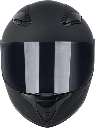 Miniatura 8 de Casco integral negro para motocicleta, moto de calle, carreras para adultos, WS-607 aprobado por DOT (sin visera transparente, solo visera negra, XL)