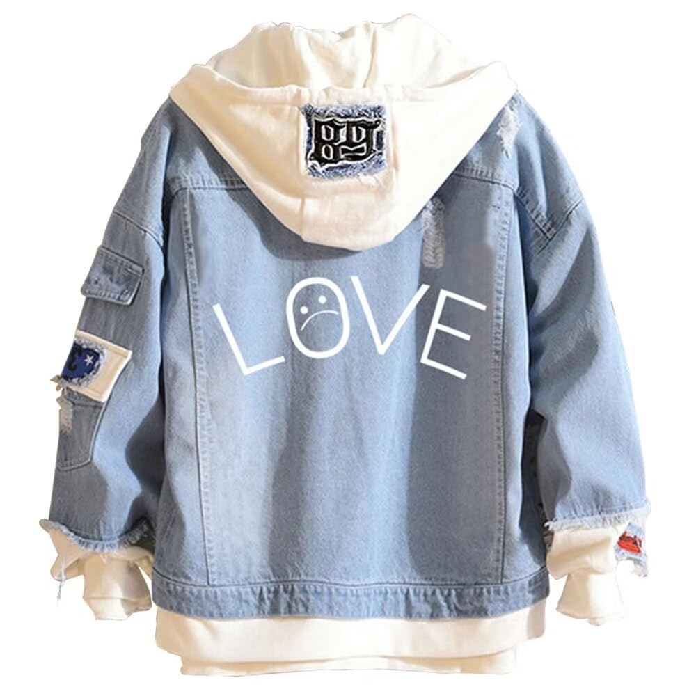 KPOP Rapper Denim Jacket Jeans Love Printed Fashion Sport Hip Hop Hoodie