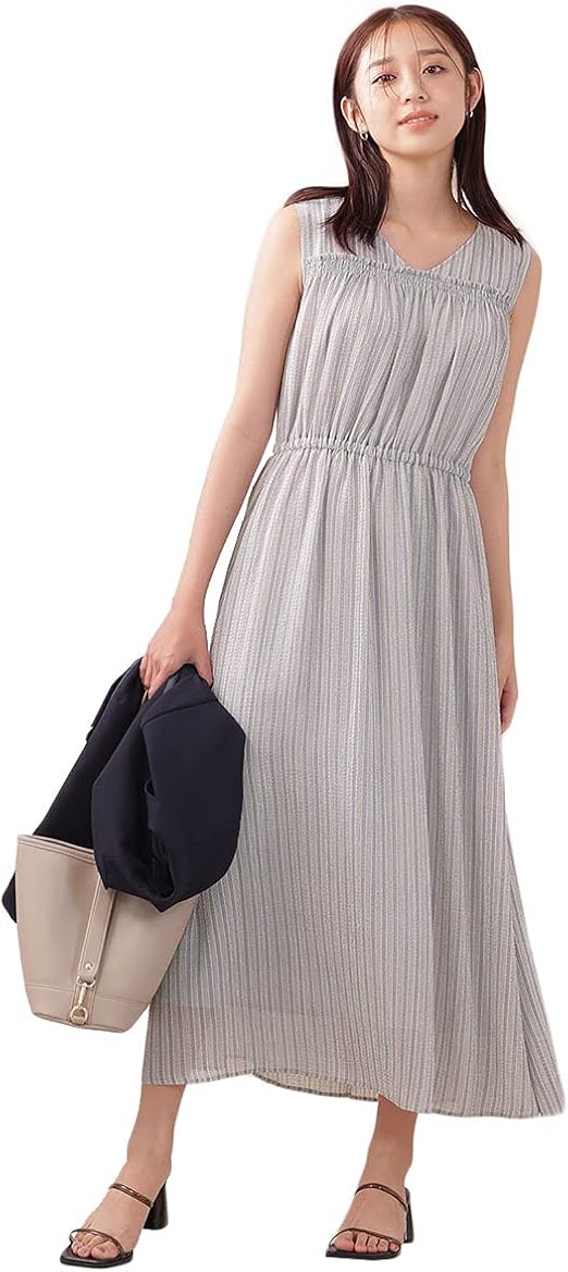 Amazon Co Jp ナノ ユニバース Nano Universe リップルストライプワンピース ノースリーブ 服 ファッション小物