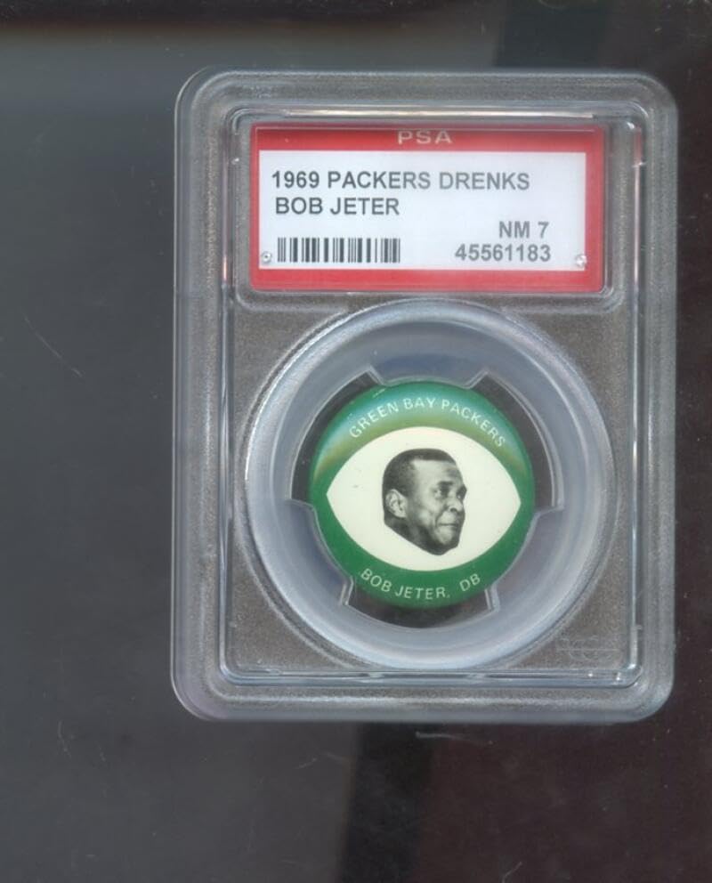 1969 Drenks Potato Chip Bob Jeter Pin Pinback Button PSA 7 Graded Football Card Green Bay Packers Chips NFL