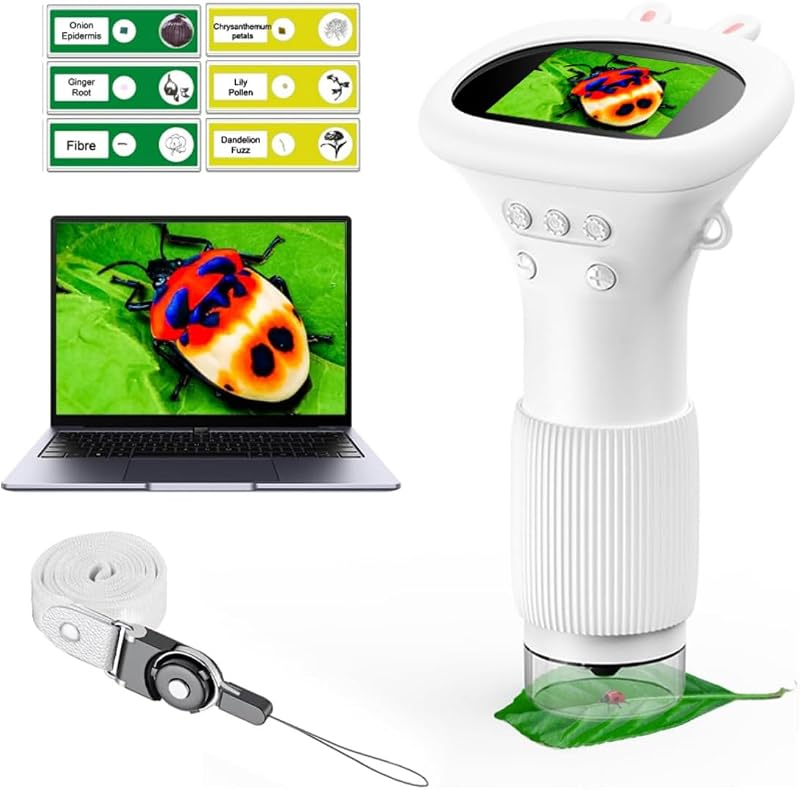 Microscopio WINWEND para niños - Lupa portátil de mano para niñas | Mini microscopio digital para niños juguetes científicos educativos | Edad 3 4 5 6 7 8 9 10 11 años Regalos de cumpleaños de Navidad para niños