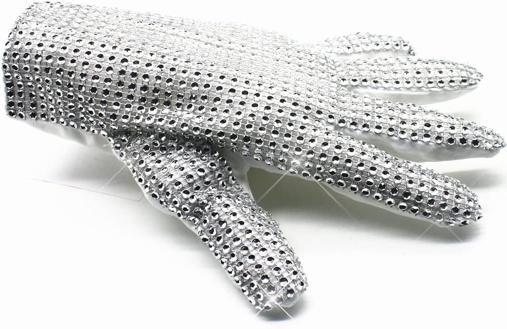 Michael Sliver Shiny Punk Glove BJ Perform for Collection,Twinkling Plastic Sew Onto Glove,Adults - Image 2
