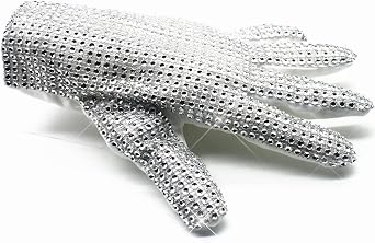 Michael Sliver Shiny Punk Glove BJ Perform for Collection,Twinkling Plastic Sew Onto Glove,Adults