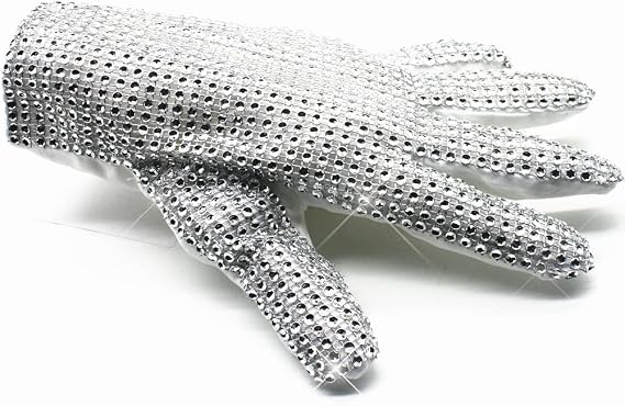 Michael Sliver Shiny Punk Glove BJ Perform for Collection,Twinkling Plastic Sew Onto Glove,Adults