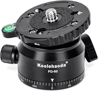 Koolehaoda 66mm Tripod Leveling Base, 15 Half Ball 360 Panoramic | Camera Leveler with 1/4" & 3/8" Screw, Bubble Level for DSLR Camera Camcorder Video Head Gimbal, Aluminum Tripod Head