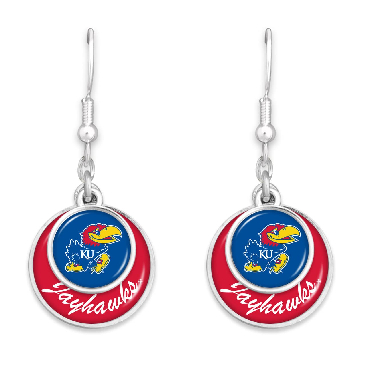 Kansas Jayhawks Stacked Disk Earrings Jewelry Gift Licensed KU