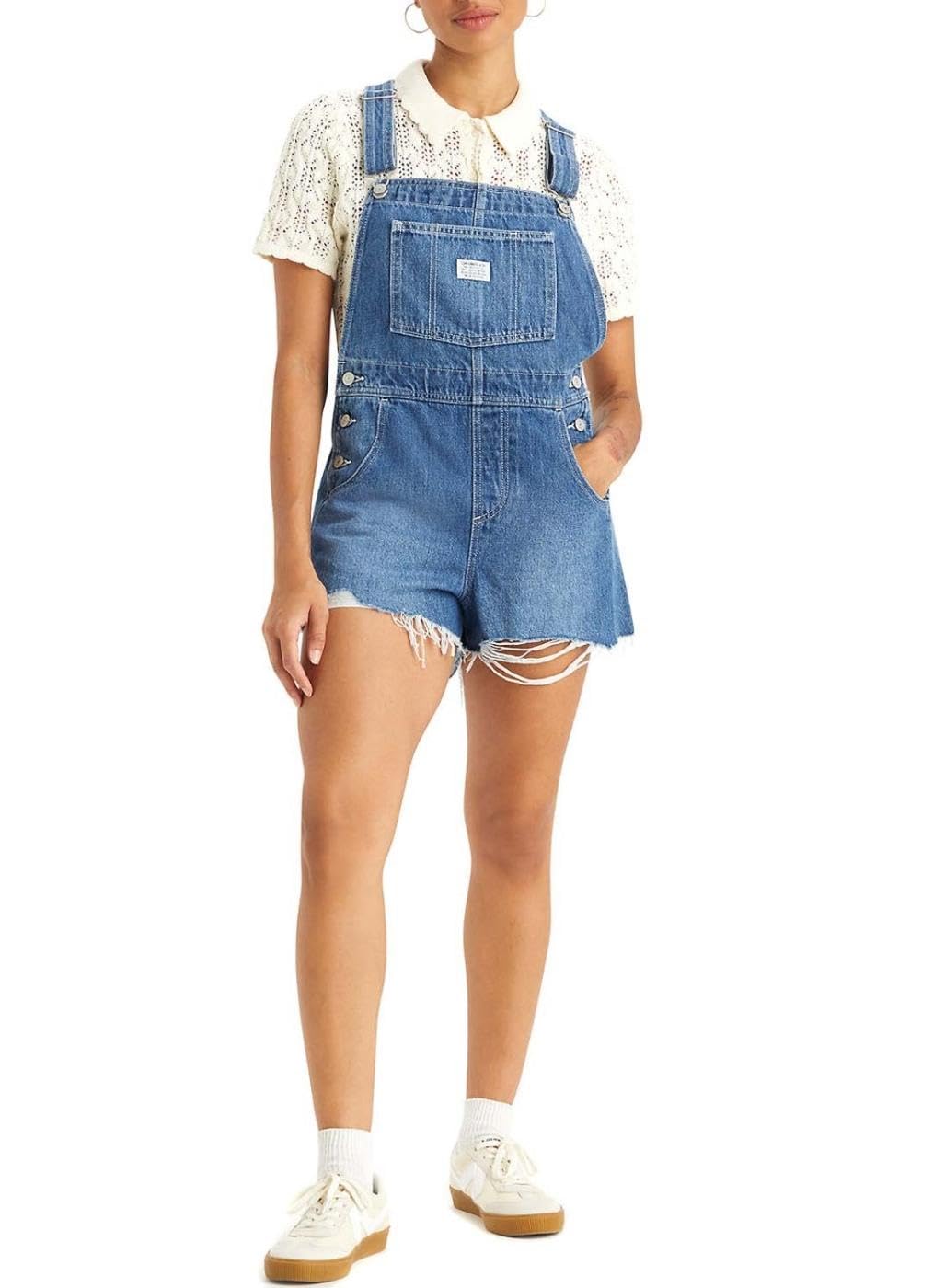 Levi's Women's Mend Me Not Vintage Shortall Med Indigo - Worn In, L
