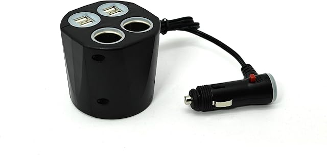 Cliff-Top® 6.6Amp 4 Ways USB and Cigarette Socket Cup Holder Car Charger