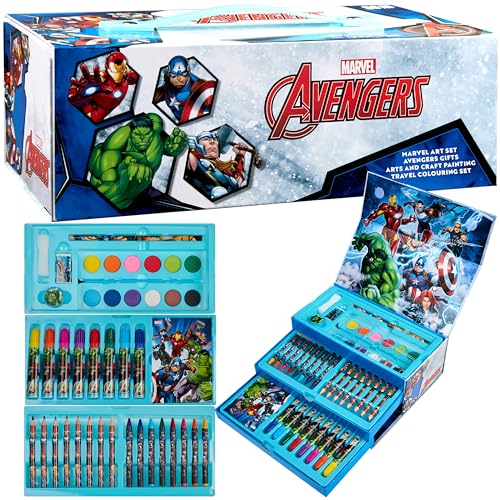 Marvel Valigetta Colori per Bambini Spiderman con Pennarelli e Matite Colorate (Multicolore Avengers)