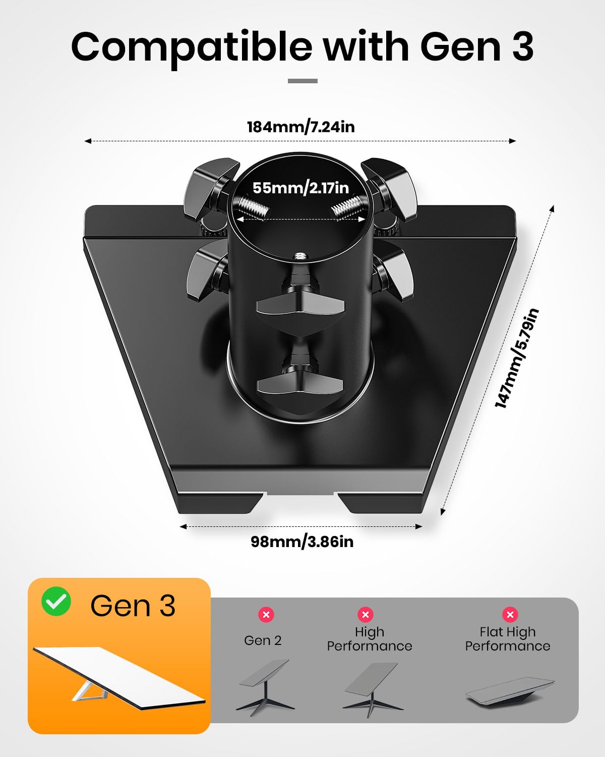 [Ulepszona wersja] Adapter rurowy Starlink Gen 3, uchwyt Starlink maszt Starlink, płyta montażowa Starlink V3 do dachu, kompatybilny ze standardową anteną Starlink, pasuje do masztów 1,1-2,1 cala (28