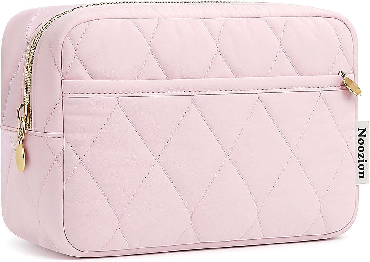 Makeup Bag Travel Toiletry Bag, Puffy Padded Cosmetic Bag for Women, Makeup Organizer Case, Wide-open Pouch Purse, Travel Essentials
