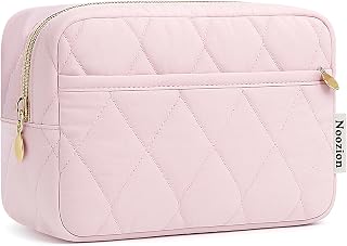 Noozion Puffy Padded Makeup Bag for Women - Water-Resistant Travel Toiletry Organizer, Wide-Open Cosmetic Case with Smart Compartments