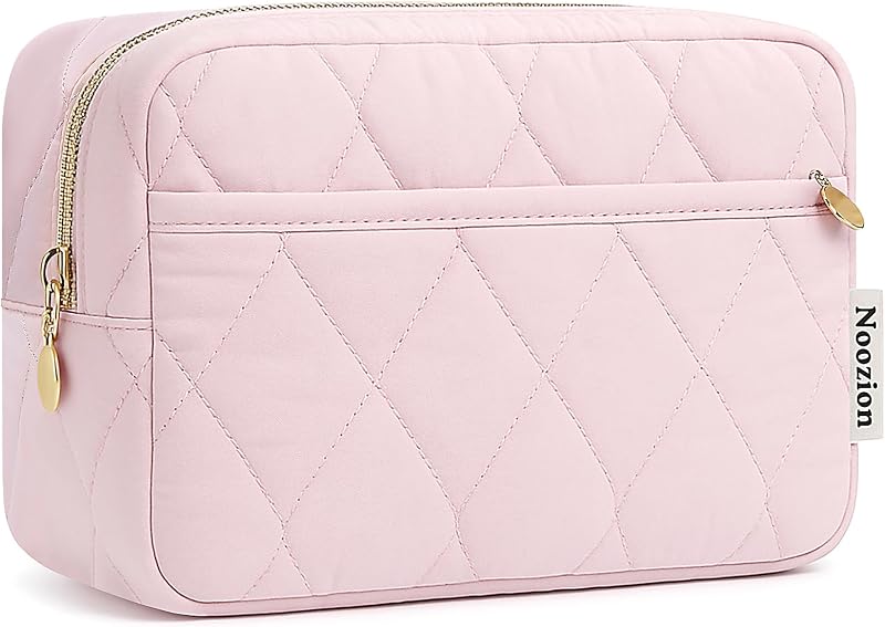 Makeup Bag Travel Toiletry Bag, Puffy Padded Cosmetic Bag for Women, Makeup Organizer Case, Wide-open Pouch Purse, Travel Essentials