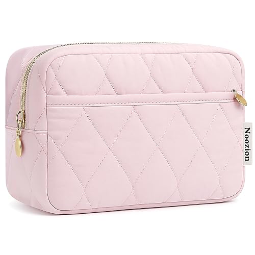 Noozion Makeup Bag Travel Toiletry Bag, Puffy Padded Cosmetic Bag for Women, Makeup Organizer Case, Wide-open Pouch Purse, Travel Essentials