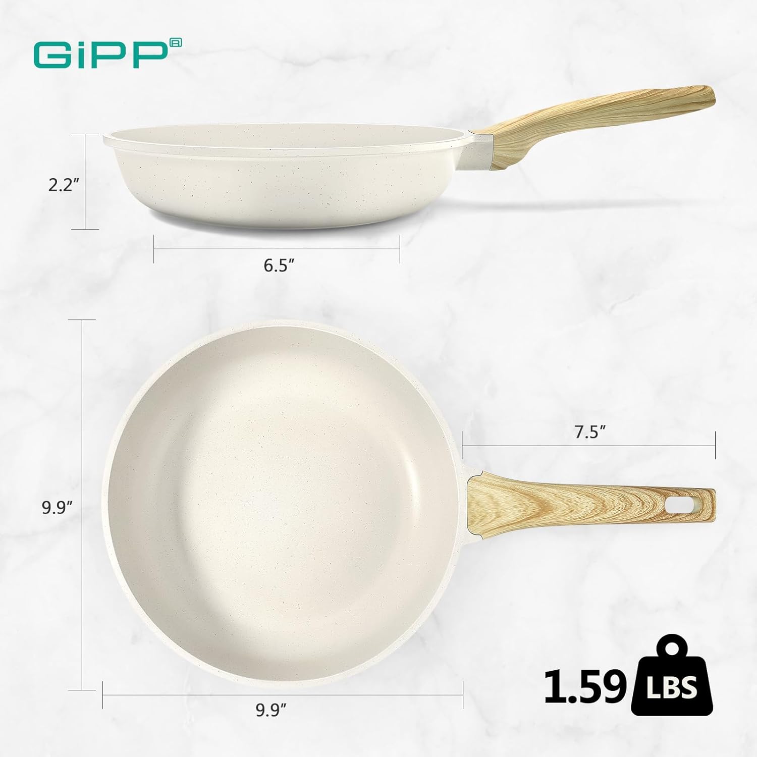GiPP Nonstick Frying Pan Dimensions
