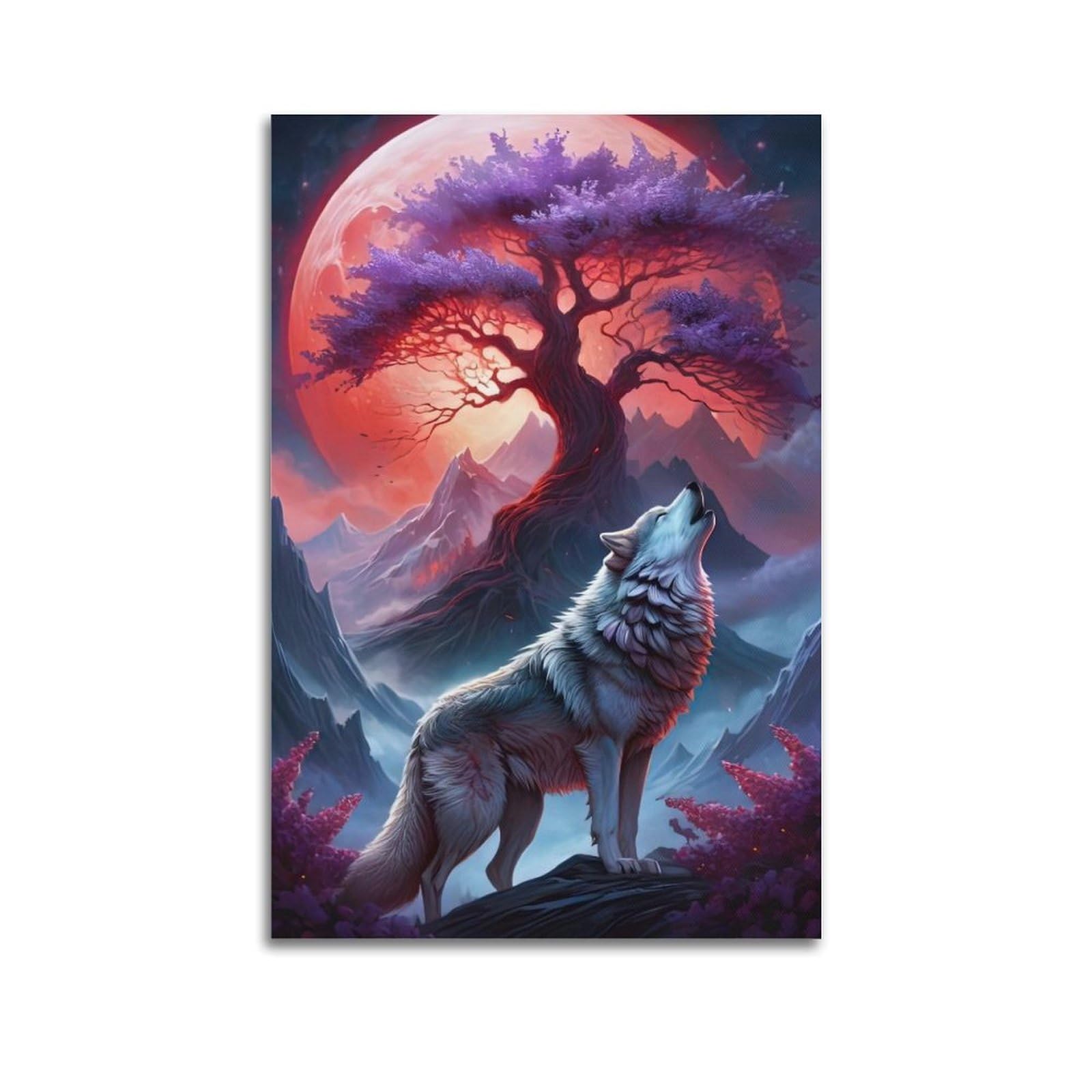 WZKTCL Animal Poster Growling Wolves Poster Decorative Painting Canvas Wall Posters And Art Picture Print Modern Family Bedroom Decor Posters 20x30inch(50x75cm)