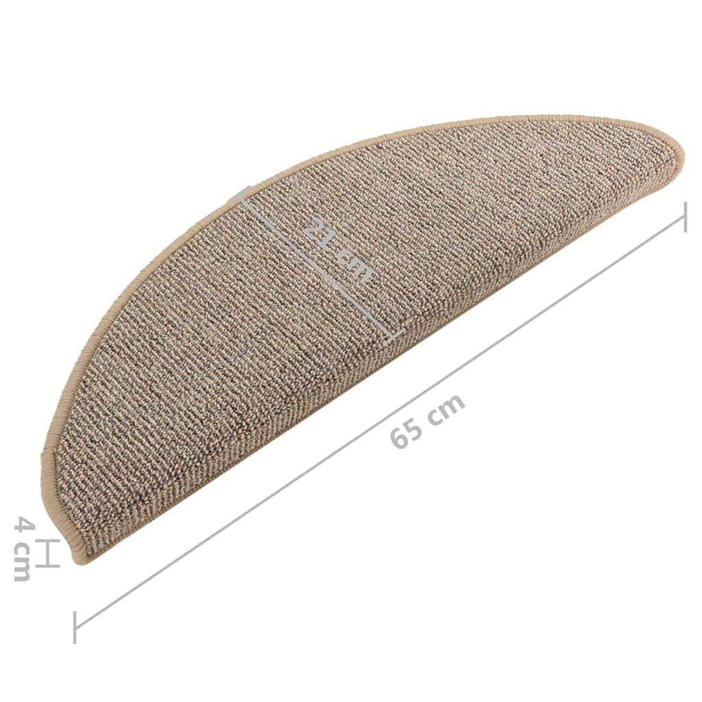 Stufenmatten 15 Stück 65x21x4 cm Braun Halbrund Groß Treppenstufen Matten, Teppich Innen für Treppen, rutschfest Stufenmatten Treppenteppich -A2