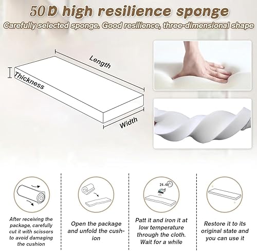 Miniatura 4 de LUXUCURE Cojín de banco personalizado para muebles de interior y exterior, cojín de asiento de ventana, cojines rectangulares o de forma irregular