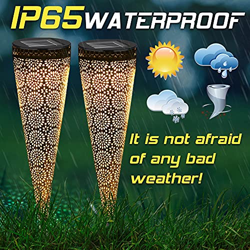 Vivibel Solarleuchten Garten, Metall Solarleuchten für Außen, Solar Gartenleuchte Wasserdicht IP65 Solarlampen für Garten, Warmweiß Dekoration Licht für Terrasse, Rasen, Garten Hofwege und Wege – Bild 8