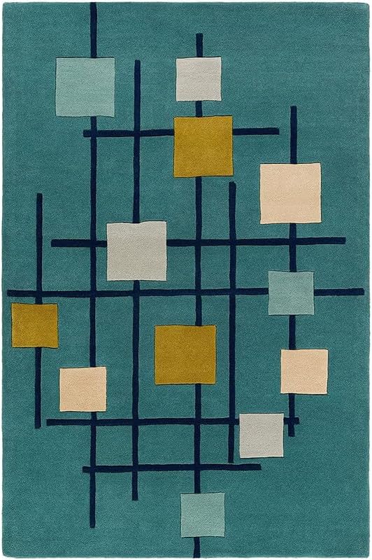 Hand-Tufted Premium Wool Geometric Grid Pattern Plush Soft & Durable Modern Area Rug for Living Room, Bedroom, Dining Room & Entryway 9 x 9 Ft (Square) Brown