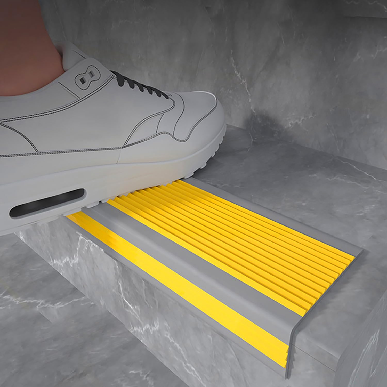 Antideslizante De Borde Escalonado, tira de umbral de escalera de protección de esquina en forma de L, Cinta De Seguridad Autoadhesiva Antideslizante, para escalera(5m)