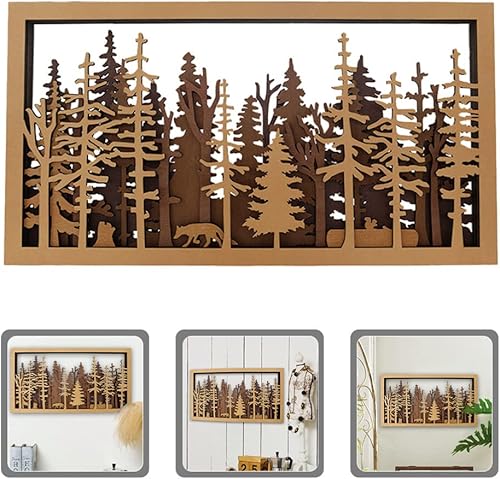 Miniatura 7 de VOSAREA Decoración de pared rústica de animales del bosque, decoración de pared de granja de madera, decoración de animales de madera, adornos de