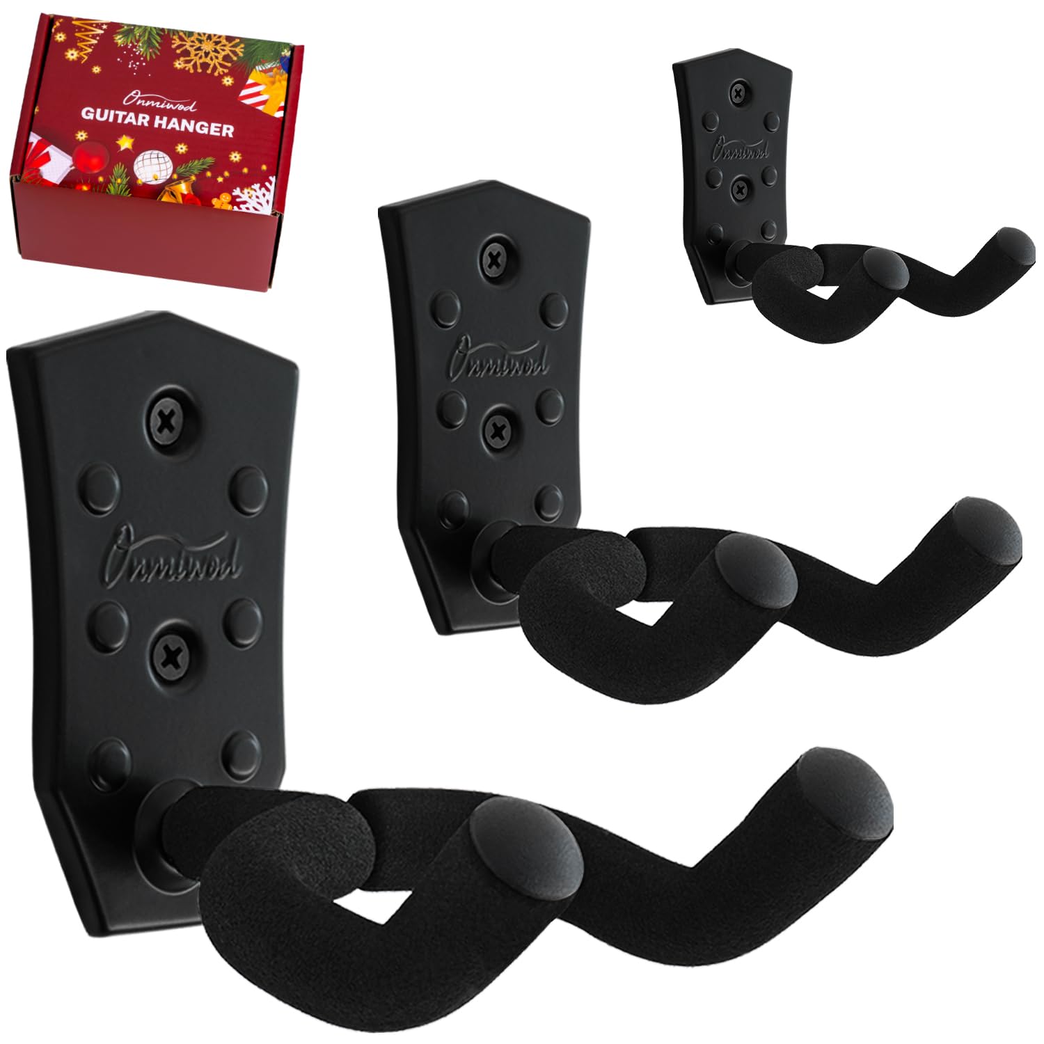 Guitar Wall Mount 3 Pack, Black Metal Guitar Hanger, V-Shaped Guitar Wall Hangers Mount, Guitar Holder Hook Stand Wall for Acoustic, Electric Guitar, Banjo, Bass, for Guitar Player Men Boy