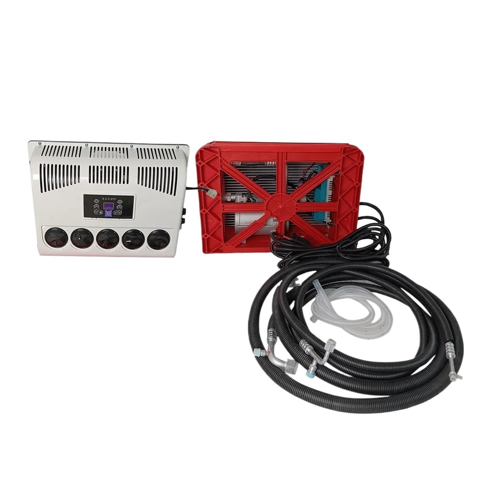 Wafohsr Red 12V Electric Refrigeration Parking Air Conditioner 12V Truck Split Conditioning 24V For Tractors Camper Van Rv Caravan Efficient Refrigeration(Red 12V)