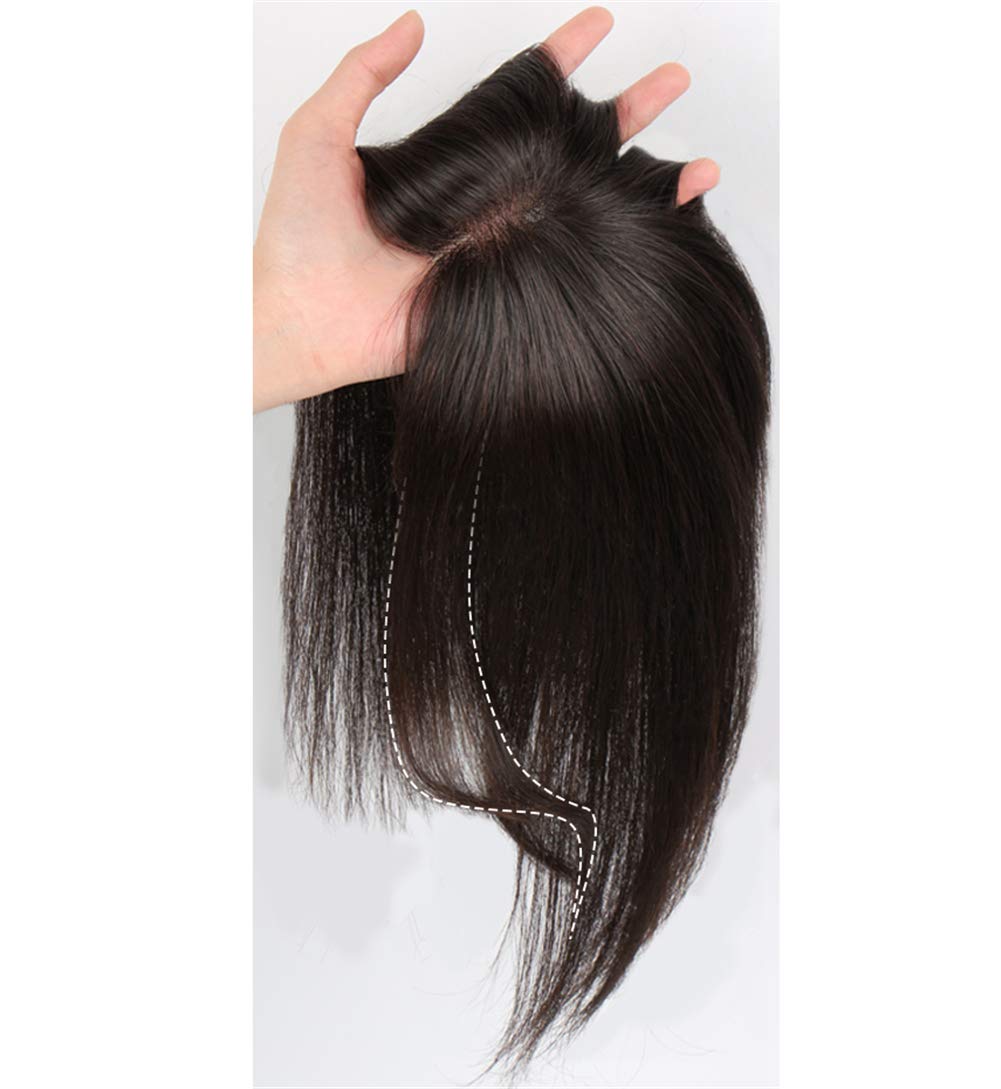 Seitenscheitel, handgebunden, 5,1 x 7,6 cm, Mono-Echthaar, Clip-In-Aufsatz für Frauen mit dünner werdendem Haar, 25,4 cm, Dunkelbraun