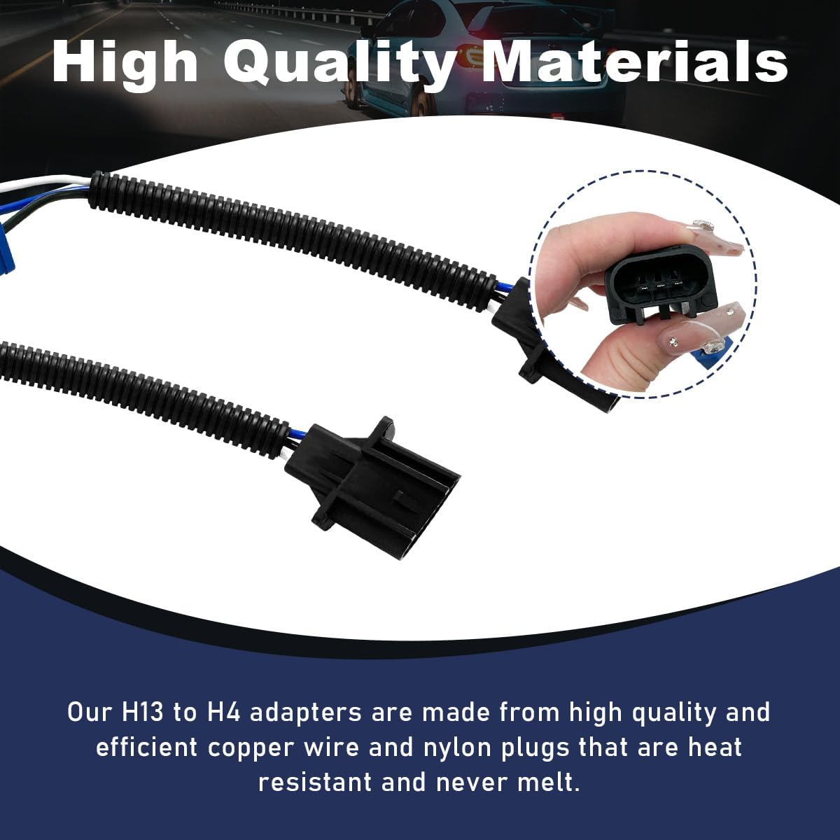 2PCS H13 Male to H4 Female Adapter, Headlight Conversion Cable Kit Replacement, Female Wiring Harness Adapters for Headlights or Fog Lights, Universal Car Accessories