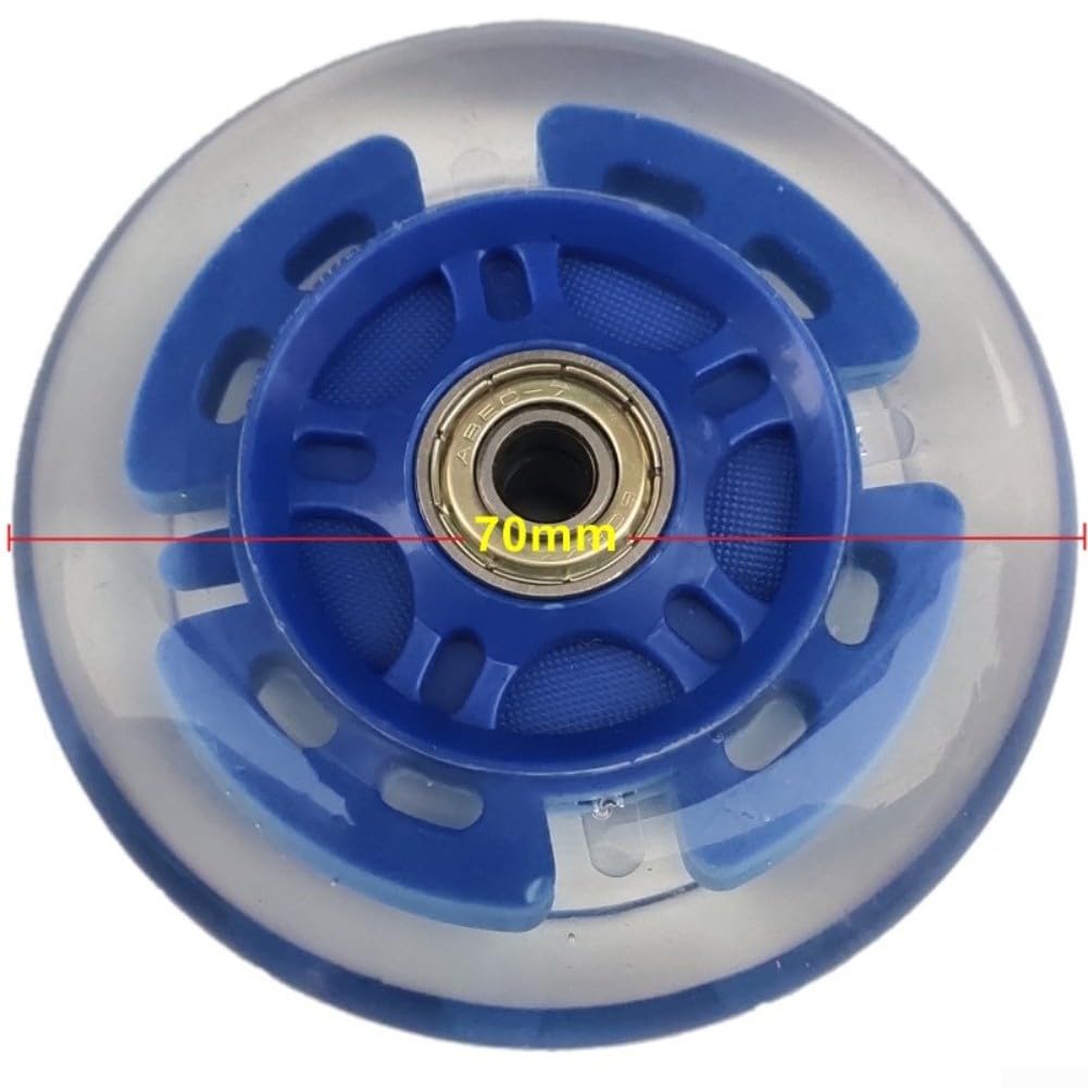 Ruedas de patines en línea 82A 64/70/80mm – Ruedas autoalimentadas con LED intermitentes, ruedas de poliuretano resistentes al desgaste para scooters y cochecitos, 8 piezas (70 mm) — view 2