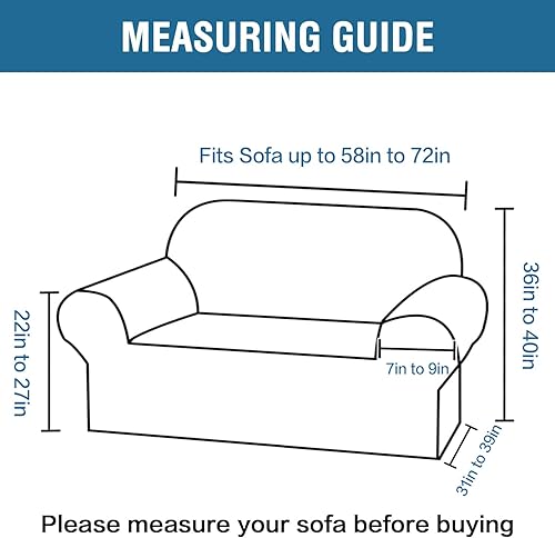 Miniatura 2 de H.VERSAILTEX Fundas de terciopelo elástico para sofá biplaza de 2 cojines para sala de estar, fundas de sofá con correas antideslizantes, terciopelo
