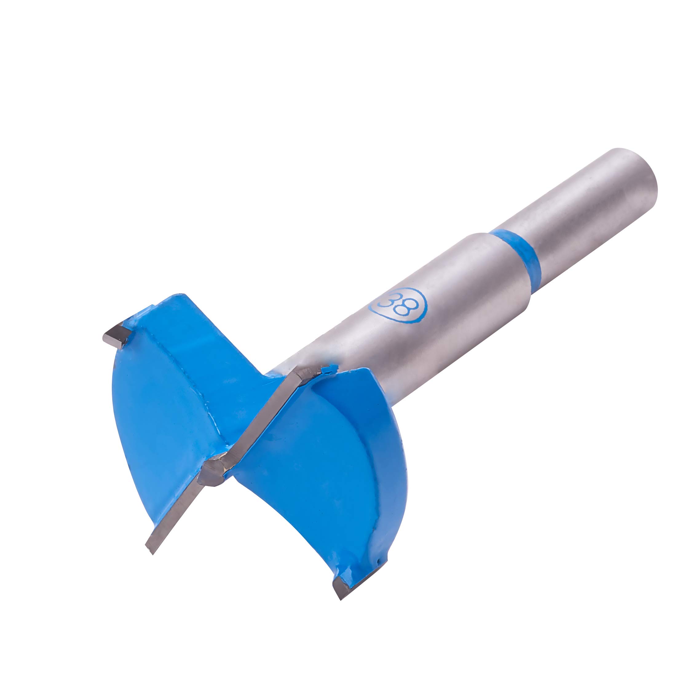 Utoolmart Forstner Drill Bits, 38mm Cemented Carbide Wood Cutter Tool, Round Shank Woodworking Hole Saw Cutter, 80mm Length Woodworking Hole Boring Bit, Blue, 1 Pcs